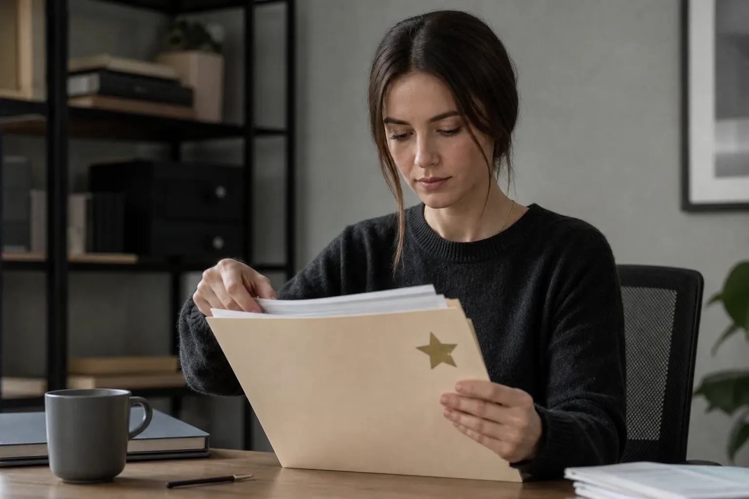 A folder labelled with a star sticker containing extra financial certificates and references