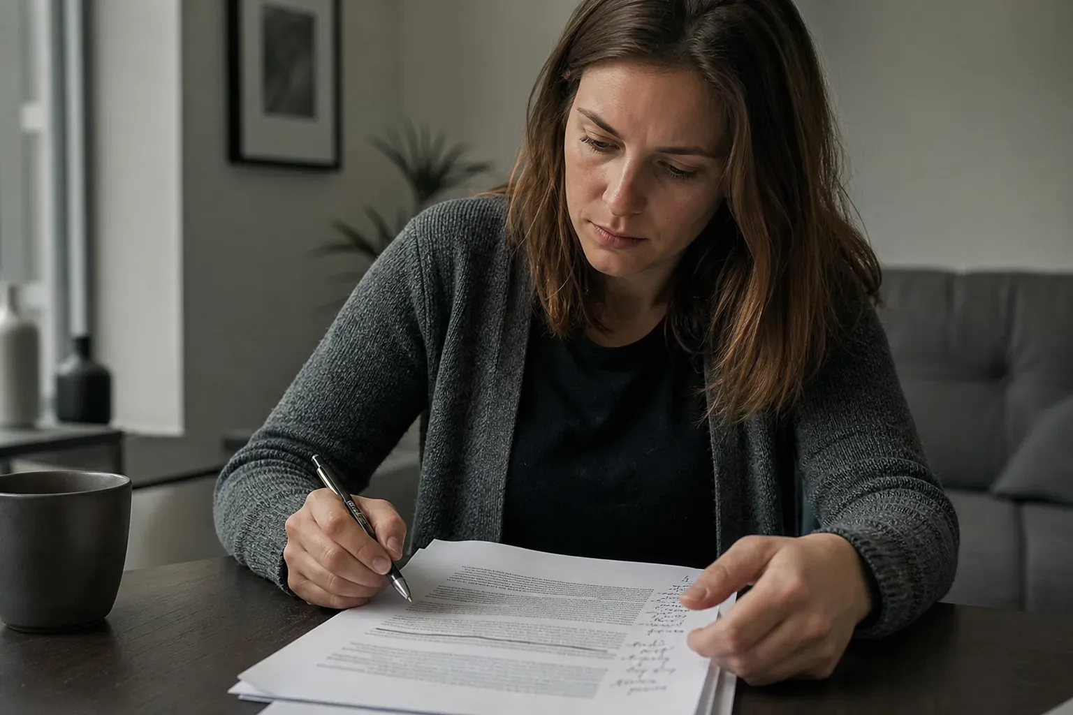 A printed loan contract with an early repayment clause underlined and annotated in the margin