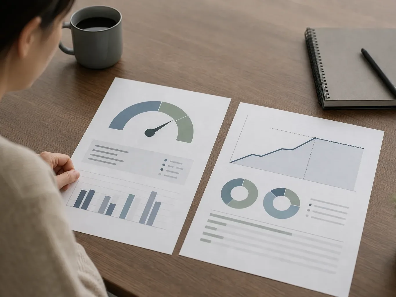 A side-by-side layout of a credit score report and an interest rate cap fact sheet on a desk