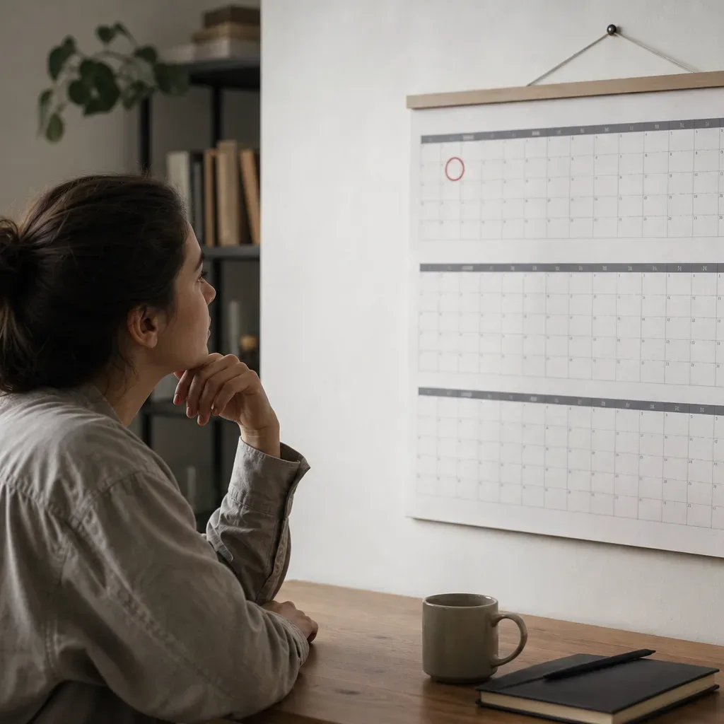 A calendar showing a multi-year span with a loan entry marked at the start and a removal date marked at the end