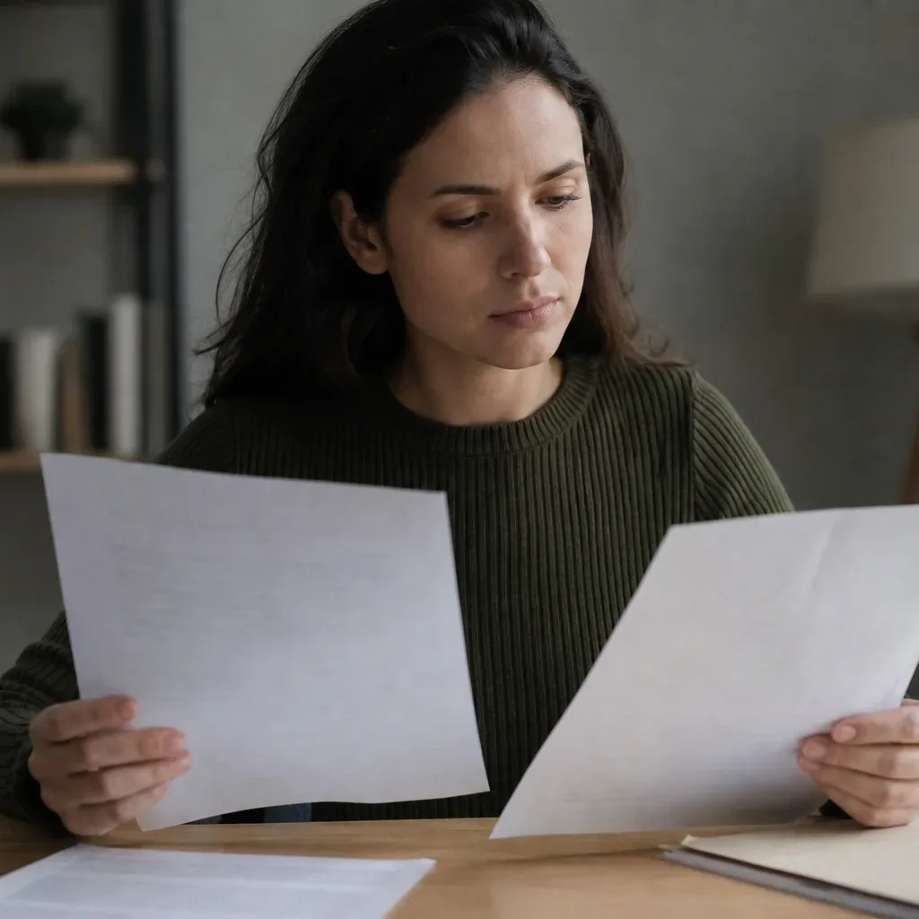 A person holding a printed list of consumer legal protections next to a loan contract