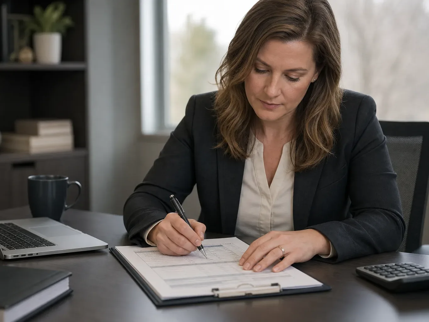 A loan officer filling in an affordability assessment worksheet with income and expense fields