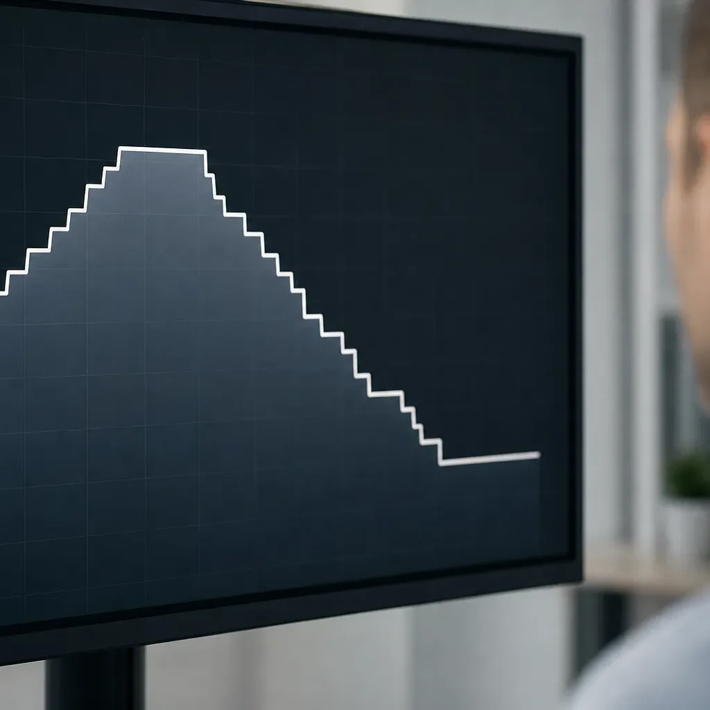 A close-up of a financial chart displaying a central bank rate trend on a monitor